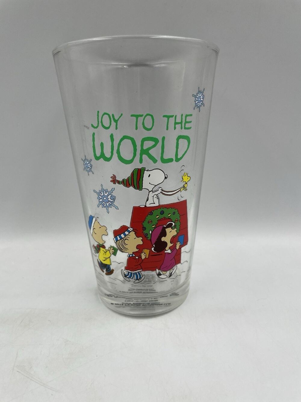 Peanuts Christmas Joy To The World Vandor 6" Glass Tumbler Snoopy Woodstock